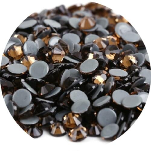 AAAAA Quality Flatback Smoke yellow Hot Fix Rhinestones Glass Strass Hotfix Rhinestones For clothes wedding decoration