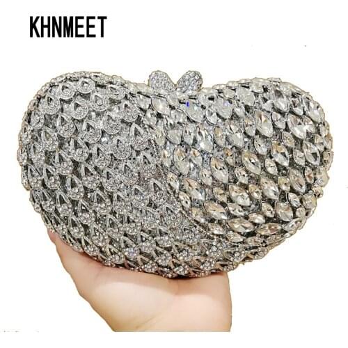 Gold Silver crystal diamond clutch party prom purse bride wedding female prom bag pochette evening bag Day Clutch bags sc563