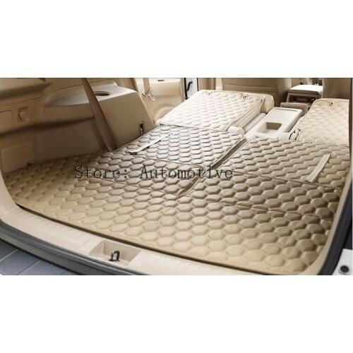 For Toyota Highlander 2015 2016 7 seat ! Brown PU Leather Rear trunk mats carpets pad cover