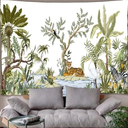 Zebra Tapestry Palm Tree Tapestry Monkey And Birds Hippie Blanket Nature Animal Tapestry Wall Hangings For Teens Adult Home Deco