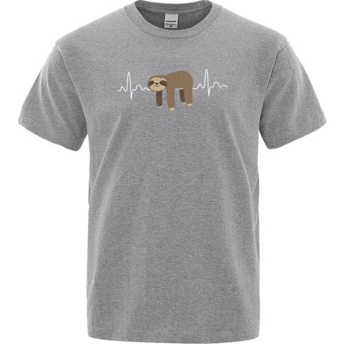 Sloth Resting On Tummy Cartoons printMens T-shirt Big Size Comfortable Tops Loose Breathable T-shirts Man Casual Summer Tshirts