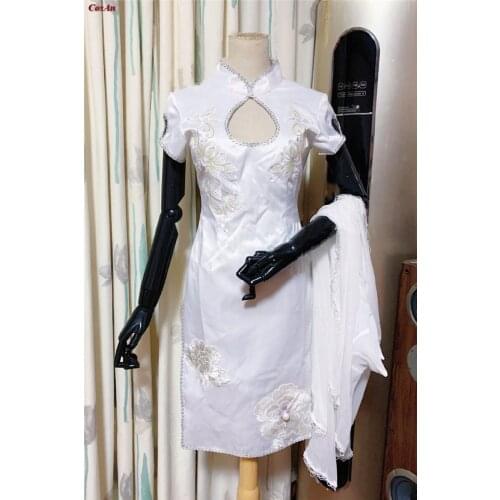 Hot Game Girls Frontline General Liu Rifle Cosplay Costume Gentle White Chongsam Activity Party Role Play Clothing Custom-Make