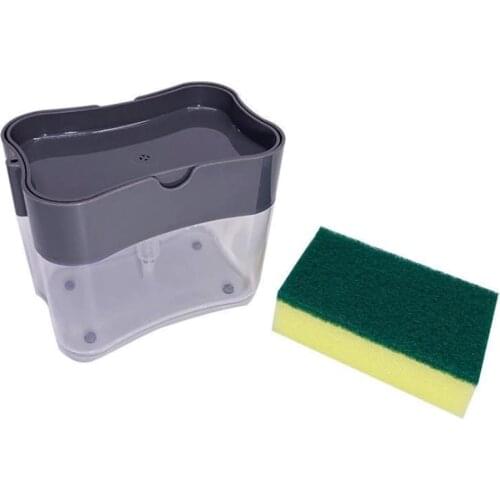 Hot Sale 2-in-1 Soap Pump Dispenser with Sponge Manual Press Cleaning Liquid Container Soap Organizer Kitchen Cleanning Tool