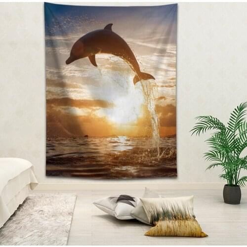 Hot Sale Custom High Quality Dolphin Wall Hanging HD Landscape 3D Printing Digital Printing Home Decoration Tapestry