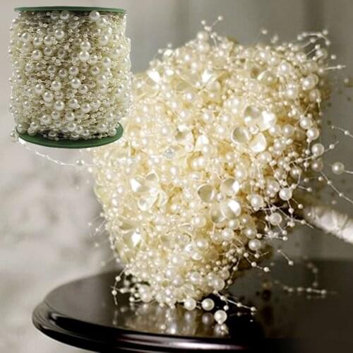 5 Meters Fishing Line Artificial Pearls Beads Chain Garland Flowers Plastic Beads For DIY Event Wedding Party Jewelry Decoration