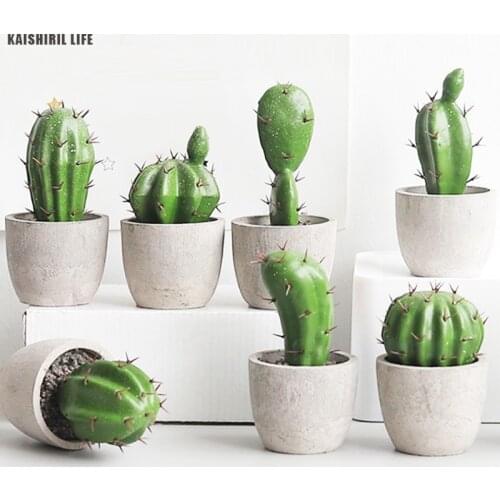 Cactus Artificial Plants With Pot Fake Bonsai Home Decor For Living Room 2021 Teens Green Fake Plantas Artificiales Decoration