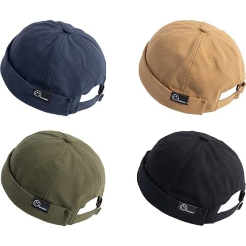 Fashion Men Docker Cap Skullcap Smiley Labeling Sailor Cap Beanie Hats Men Women Brimless Hat Skullcap Bonnet Bonnets for Women