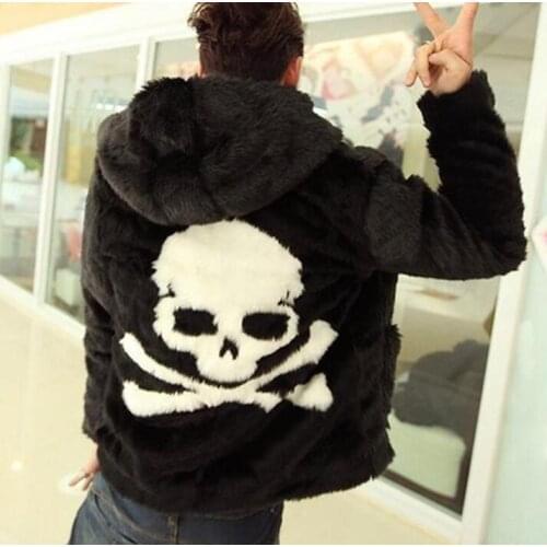 Hooded autumn fur leather coats mens warm personality faux mink fur leather jackets men loose clothes winter thicken fashion