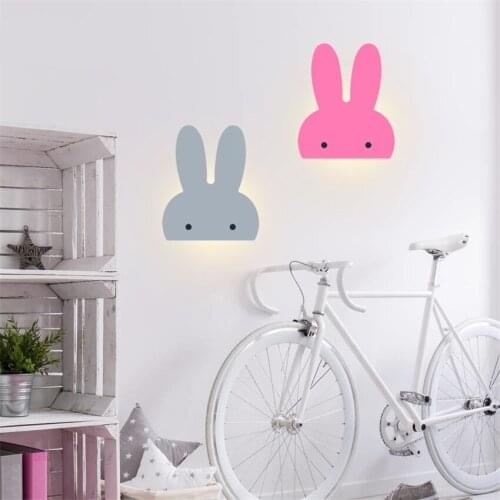 Nordic cartoon rabbit color wall lamp children bedroom living room decorated led cute girl bathroom wall sconces lights fixtures
