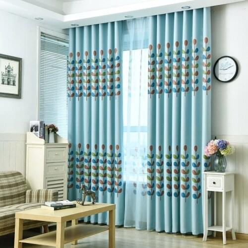 New Chinese Shading Printed Curtain Rural Style Childrens Room Cartoons Childlike Curtain Bed Curtains for Living Room Bedroom
