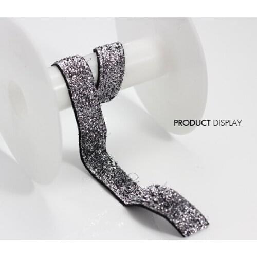 Solid Color Glitter Black Silver Decorated Lace Applique Ribbon Trim 15mm Sewing Supplies for Craft DIY Accessories 40yard/T753