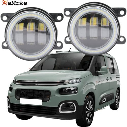 2PCS Led Angel Eye DRL for Citroen Berlingo K9 2020 2019 2018 LED Fog Lights Lamp 2-colors Lens Daytime Running Light 12V DRL