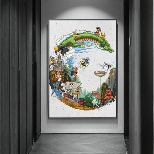 Anime Dragon Ball Illustrator Poster Goku Luffy Wall Art HD Print Canvas Painting Wall Decoration Picture for Living Room