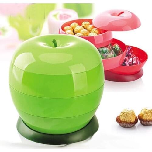 Apple Shape Plastic Candy Box Unique Wedding Chocolate Favor Boxes Jewelry Holder Packing Storage Big-capacity snack carousel
