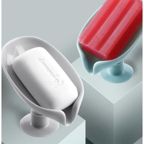Leaf Shape Portable Soap Holder Shower Soap Sponge Tray Soap Shelf Bath Suction Cup Soap Box Kitchen Gadgets Bathroom supplies
