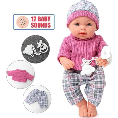 30.5cm Realistic long hair bebe reborn Newborn baby 12 sounds education girls toy 12 inch Soft silicone ealistic twin DIY doll