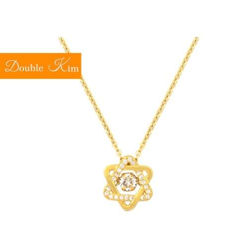 Hexagon Star Zircon Pendant Necklace Titanium Stainless Steel Chain Necklace Inlaid Zircon Fashion Trendy Women Jewelry Gift