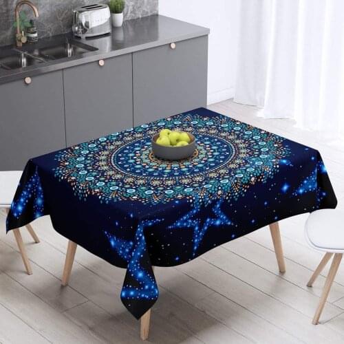 Boho Mandala Table Cover Galaxy Hippie Tablecloth