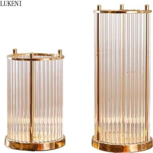 Light Luxury Metal Vase Decoration Living Room Flower Arrangement Decoration Glass Transparent Nordic Creative Simple Vase