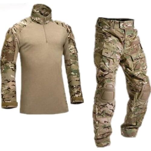 Tactical Camouflage Military Uniform Clothes Suit Men US Army Clothes Military Combat Shirt + Cargo Pants Knee Pads