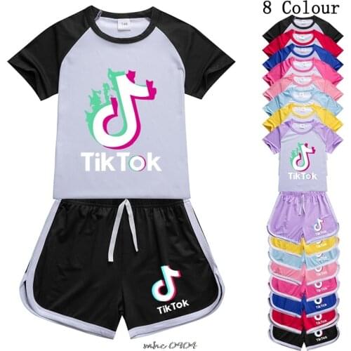 Tik Tok Kids Girls Clothes Sportswear Summer Baby Boys Set 2Pc Tik Tok Children Outfit Toddler Cotton Tracksuti T Shirts Cute