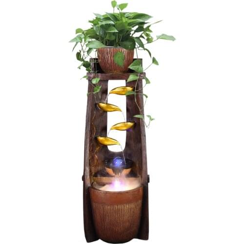 TT Rockery Make a Fortune as Endless as Flowing Water Fountain Living Room Humidifier Indoor Resin Fish Tank Fortune Landscape