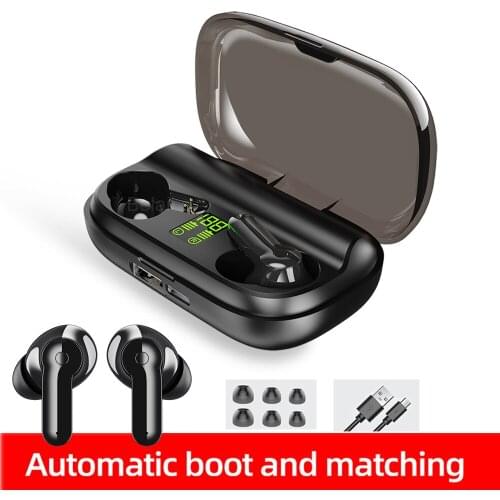 TWS Bluetooth V5.0 Earphones Wireless Headphones Fingerprint Touch Headset HiFI Stereo Sports Earbuds With 2200mAh Charging Box
