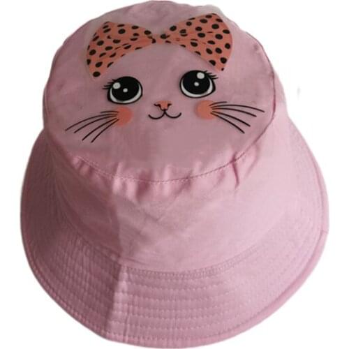 Spring Autumn Childrens bow tie kitty Bucket Hats Sun Hat Girls Boys Outdoor Beach Hat Camping Fishing Cap Casual Panama Cap