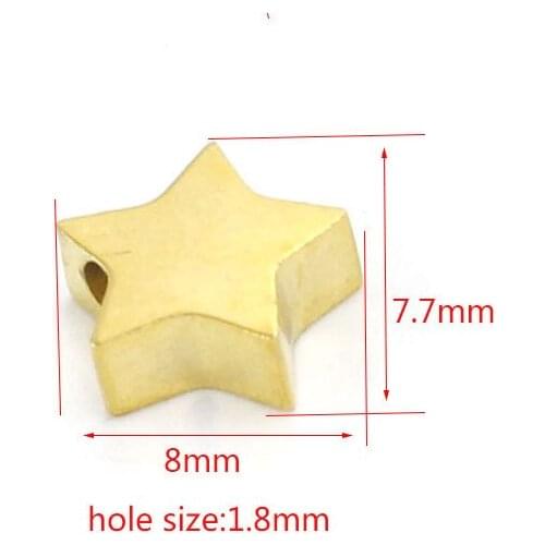 5pc 8*7.7mm Gold color Stainless steel Mirror Finish Small Cute Star Charm For Necklace/Bracelet DIY Handmade Jewelry Making