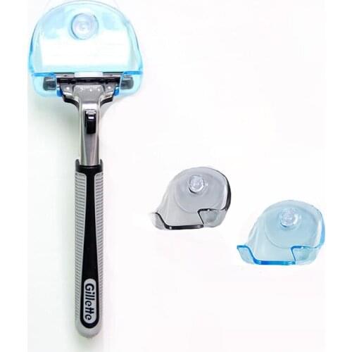 1PCS 2 Color Clear Plastic Super Suction Cup Razor Rack Bathroom Razor Holder Suction Cup Shaver Storage Rack Shaver Holder