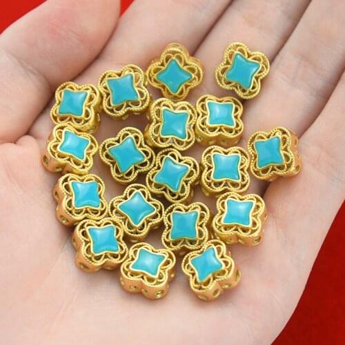10pc Natural Gufa Gold 13mm Auspicious Clouds Beads DIY Bracelet Earrings Shajin Accessories Jewellery Fashion Amulet Women