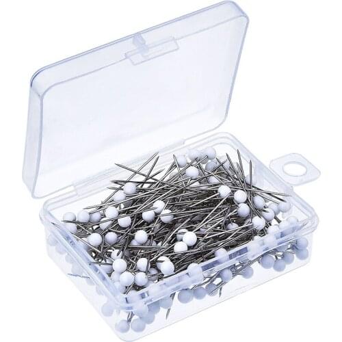 100pcs/lot Color Bead Boxed Round Pearl Needle Pin Hand Sewing Positioning Pin Art Craft Apparel Sewing Wedding Party Decoration