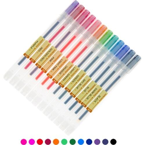 12 pcs/lot Creative Color Gel Pen 0.5mm Colour Ink Pens Marker Japanese Style School Office Supplies Writing Stationery Gift