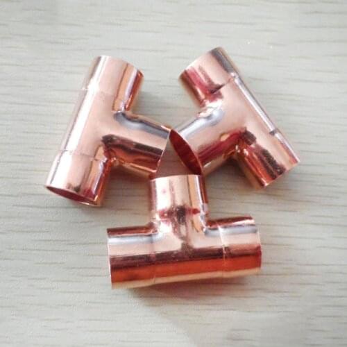 19mm Inner Dia x0.8mm Thickness Copper Equal Tee Socket Weld End Feed Coupler Plumbing Fitting Water Gas Oil