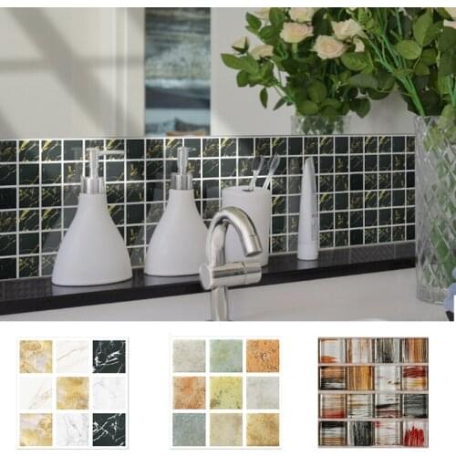 20Pcs Creative Crystal Mosaic Self-Adhesive Wall Stickers Kitchen Stove Oil-Proof Stickers Pvc Home Decoration Wall Stickers