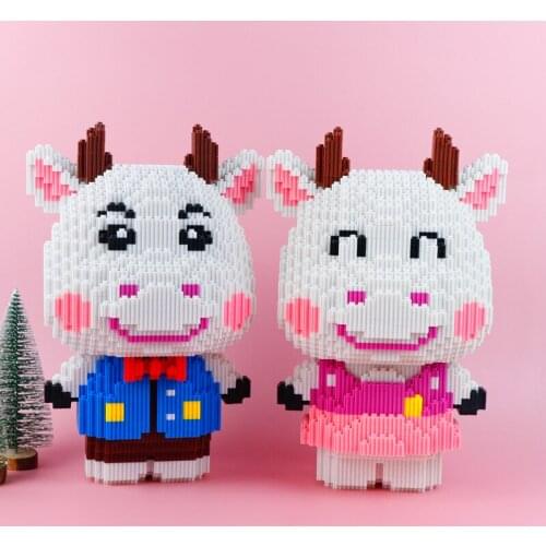 2260pcs Mini Animal Building Block Decompression Toy DIY Calf Model Building Block Training Hands-on Ability Assembling Toy Gift