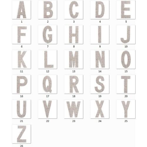 26 English Alphabets/piece Alphabet Patches Letter Crystal Motif Glitter hotfix Rhinestones Sticker Fit Wedding Clothes Applique