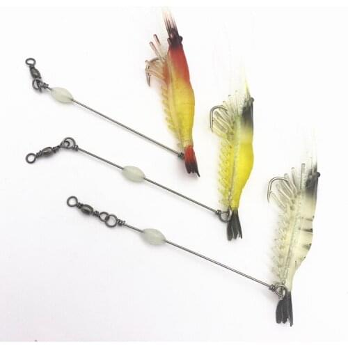 3Pcs*Luminous Soft Fishing Lure Fake Shrimp Floating Prawn Soft Shrimp Lure Hook Bait Bionic Isca Fishing Shaped Worm Shrimp
