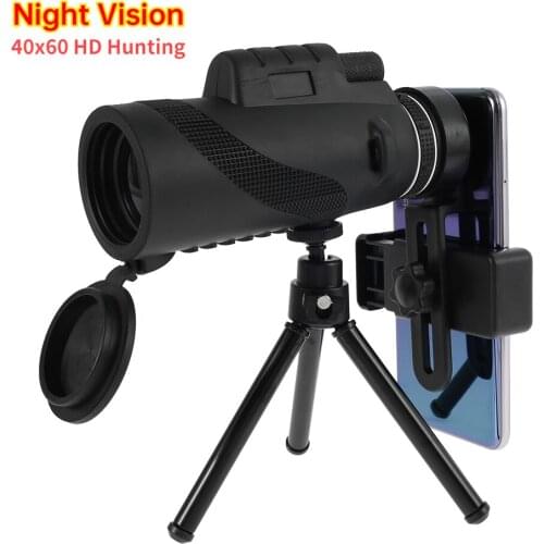40x60 Telescope Night Vision Monocular Telescope Pocket with Smart Phone Holder Suitable for Travel Hunting Hiking Camping