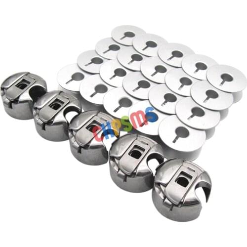 5 PCS. INDUSTRIAL SEWING MACHINE BOBBIN CASE #BC-DB1 (52237) AND 20 PCS BOBBINS #55623AS FIT FOR JUKI CONSEW SINGER BROTHER