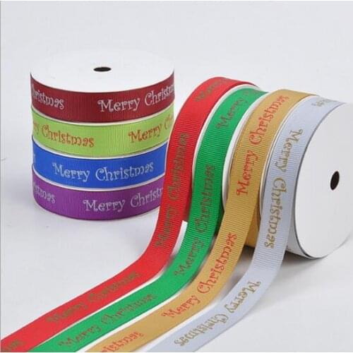 5 yards Christmas Snow tree 3/8" 9mm polyester printed grosgrain ribbon for hair bows DIY craft Material cartoon character