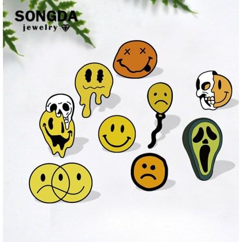 Anime Smiley Acrylic Pin Horror Deadpool Avatar Soft Brooches Skull Badges Lapel Pin Bag Clothes Clasp Pin DIY Jewelry Best Gift