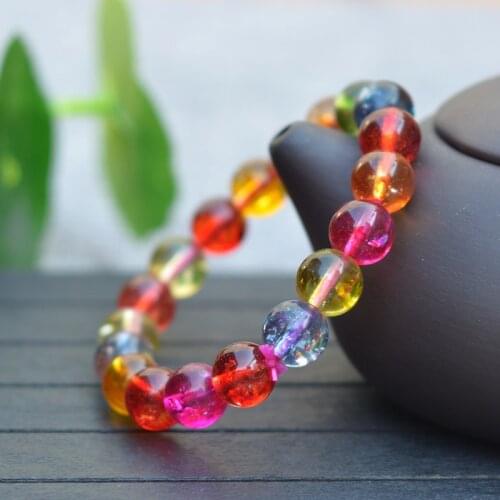 Wholesale High imitation Tourmaline Bracelet Colorful Flower Crystal Single Hand String Gift for Women fashion Jewelry