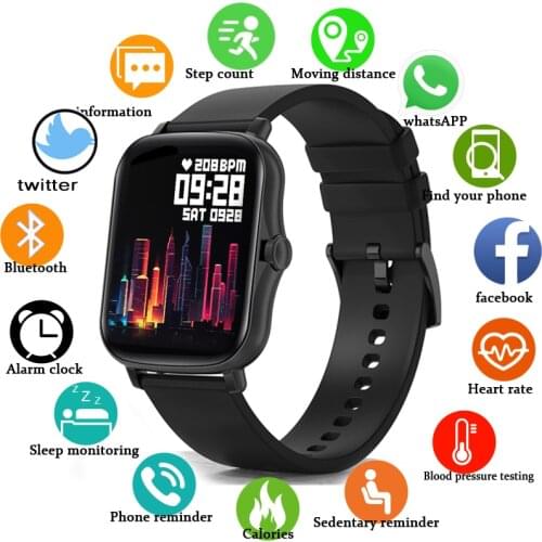 LIGE 2021 New Full touch Female Digital watch waterproof Sports suitable for Android IOS multifunction Electronic watch male+Box