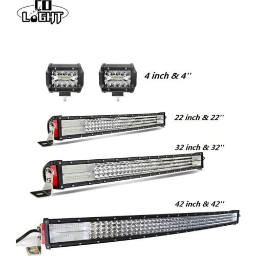 CO LIGHT Offroad Led Auto 4'' Work Light 22 32 42Inch 8D Led Bar Spot Flood Combo Beam for Lada Niva Tractor 4X4 SUV Accessories