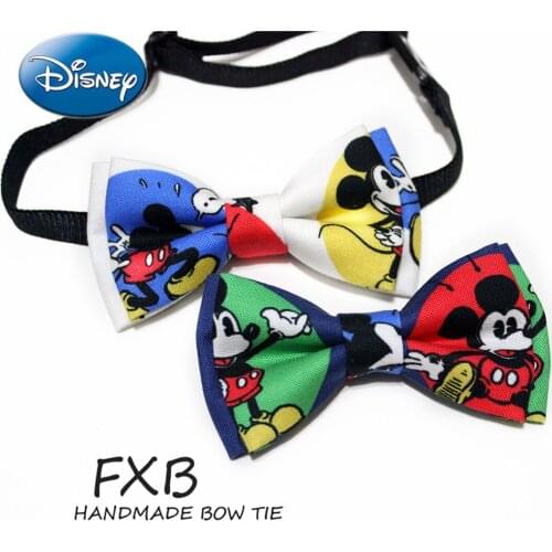 Disney Custom Handmade Colorful Mickey Cartoon Hundred Days Baby Collar Flower Year Old Baby Boy Child Bow Tie