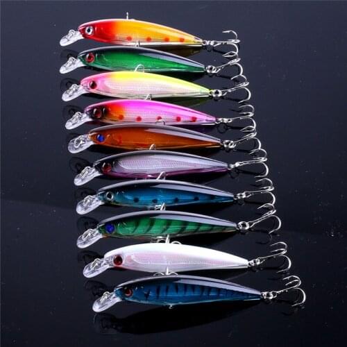 Hengjia 10PCS 10.7cm Floating Minnow Fishing Lure Laser isca Artificial Bait 3D Eyes pesca Crankbait Minnows Fishing Wobblers