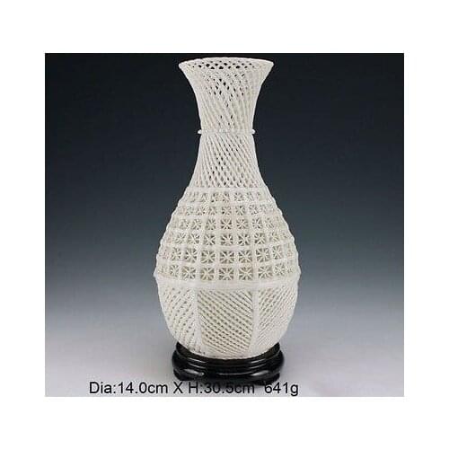 Exquisite Chinese Vintage Handwork Carved Openwork Dehua Porcelain Vase