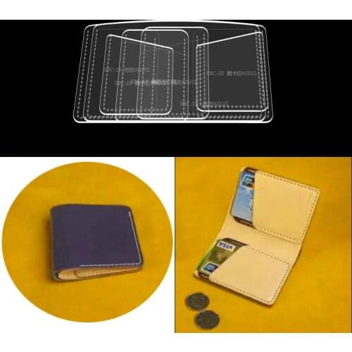 1 Set Of Leather Craft Fashion Multi-card Wallet Short Wallet Sewing Pattern Hard Acrylic 8*10.5CM