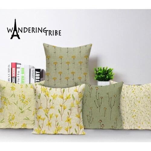 Colorful Floral Home Decor Throw Pillow Case Flower Cushion Cover Case Sofa 45X45 Plant Red Linen Home Bed Cushions Covers Cojin